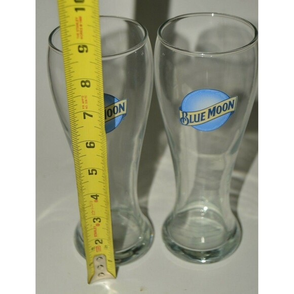Minty Large BLUE MOON 9" Tall Beer Bar Glass Lot of 2 - Picture 3 of 3